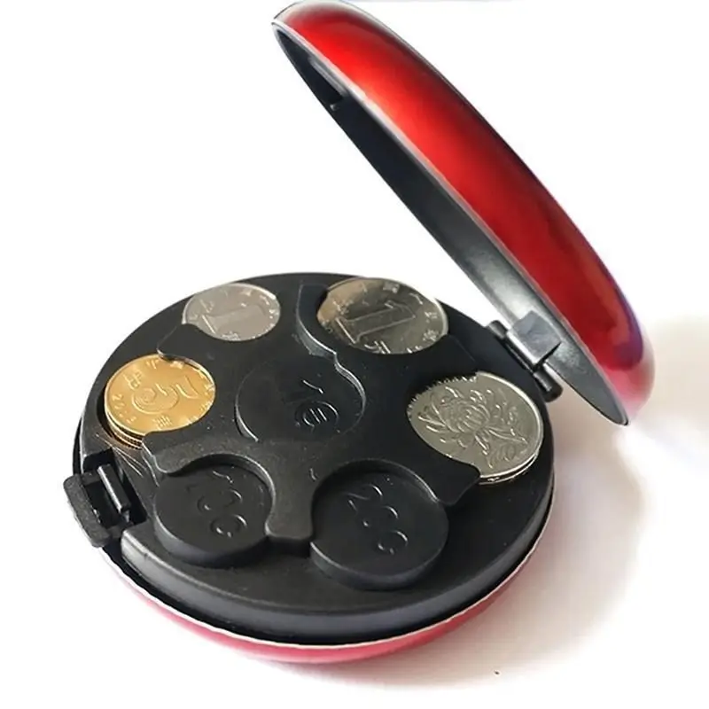 CLEARANCE!Portable Round Euro Coin Dispenser Storage Coins Purse Wallet For Euro Coins Change Box Holder Euro Coin Organizer