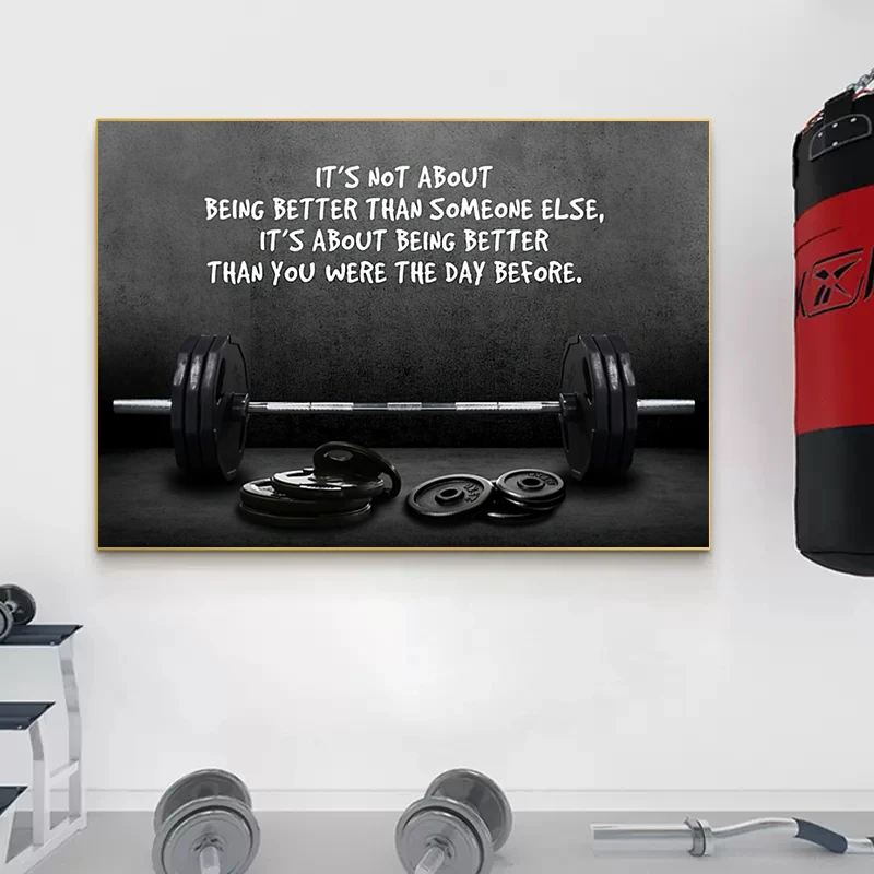 Modern Motivating Quote Sports Art Posters and Prints Wall Canvas Art Barbell Decorative Painting for Gym Room Fitness Lovers - view 4