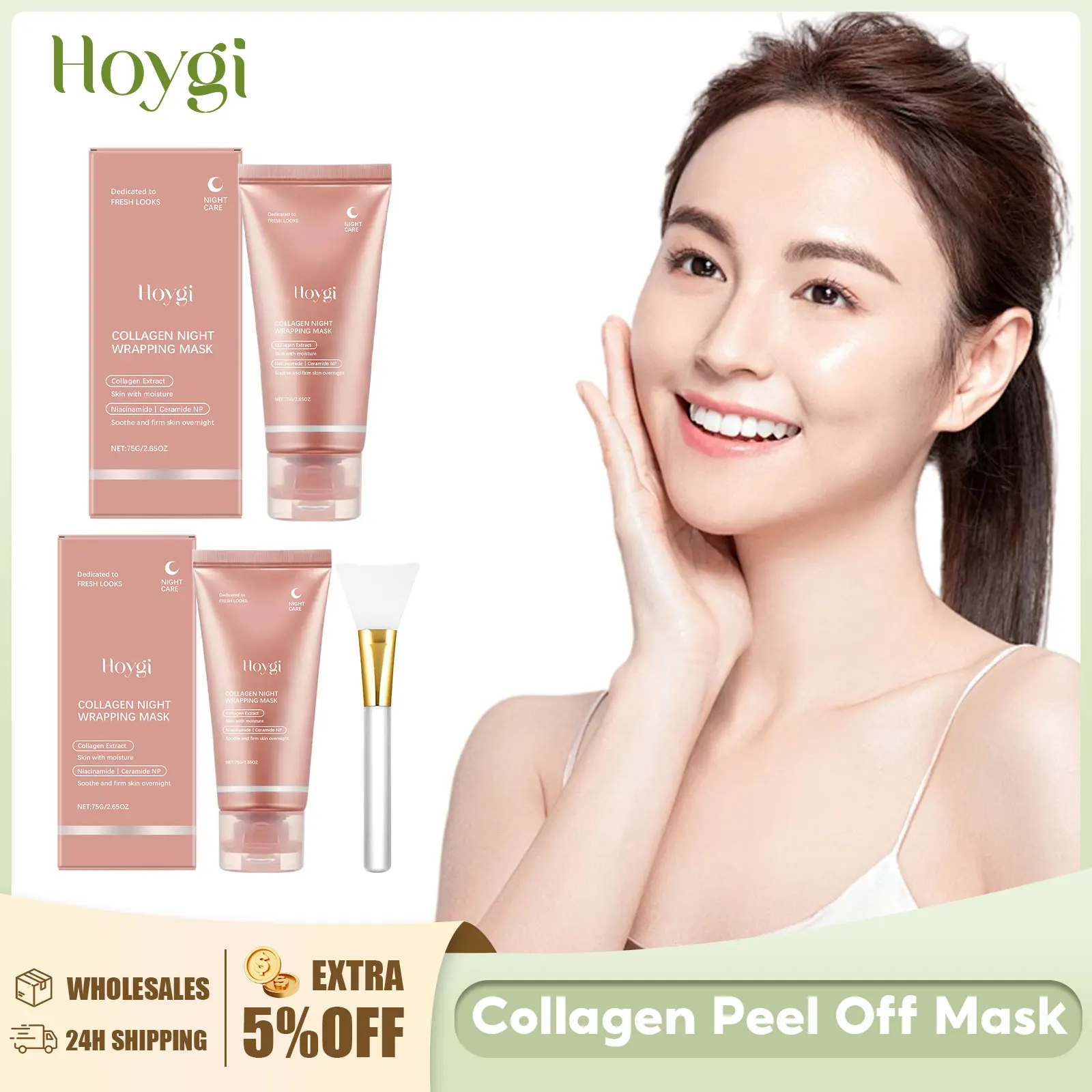 

Collagen Peel off Mask Oil-Control Pore Shrinking Blackhead Removal Firming Lifting Moisturizing Brightening Night Wrapping Mask