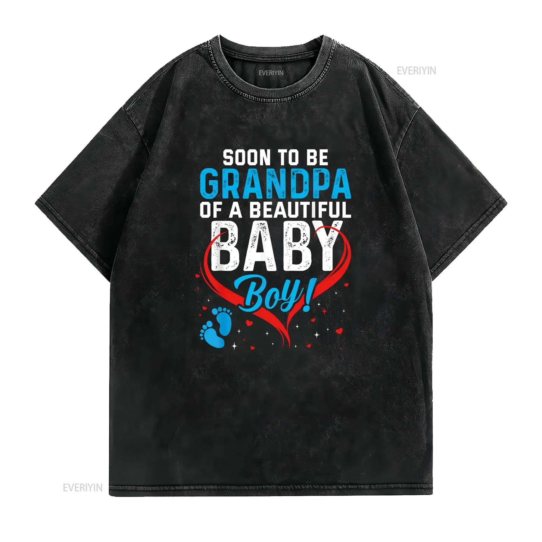 Soon To Be Grandpa Of A Baby Boy Promoted T Shirt vintage Washed Unisex graphic designer clothes Stretched homme Versatile