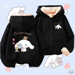 Kawaii Sanrio Cinnamoroll Oversize pluszowy płaszcz uroczy kardigan z Anime Kuromi płaszcz luźna bluza dziewczynka Boy Kids Y2k płaszcze dla kobiet