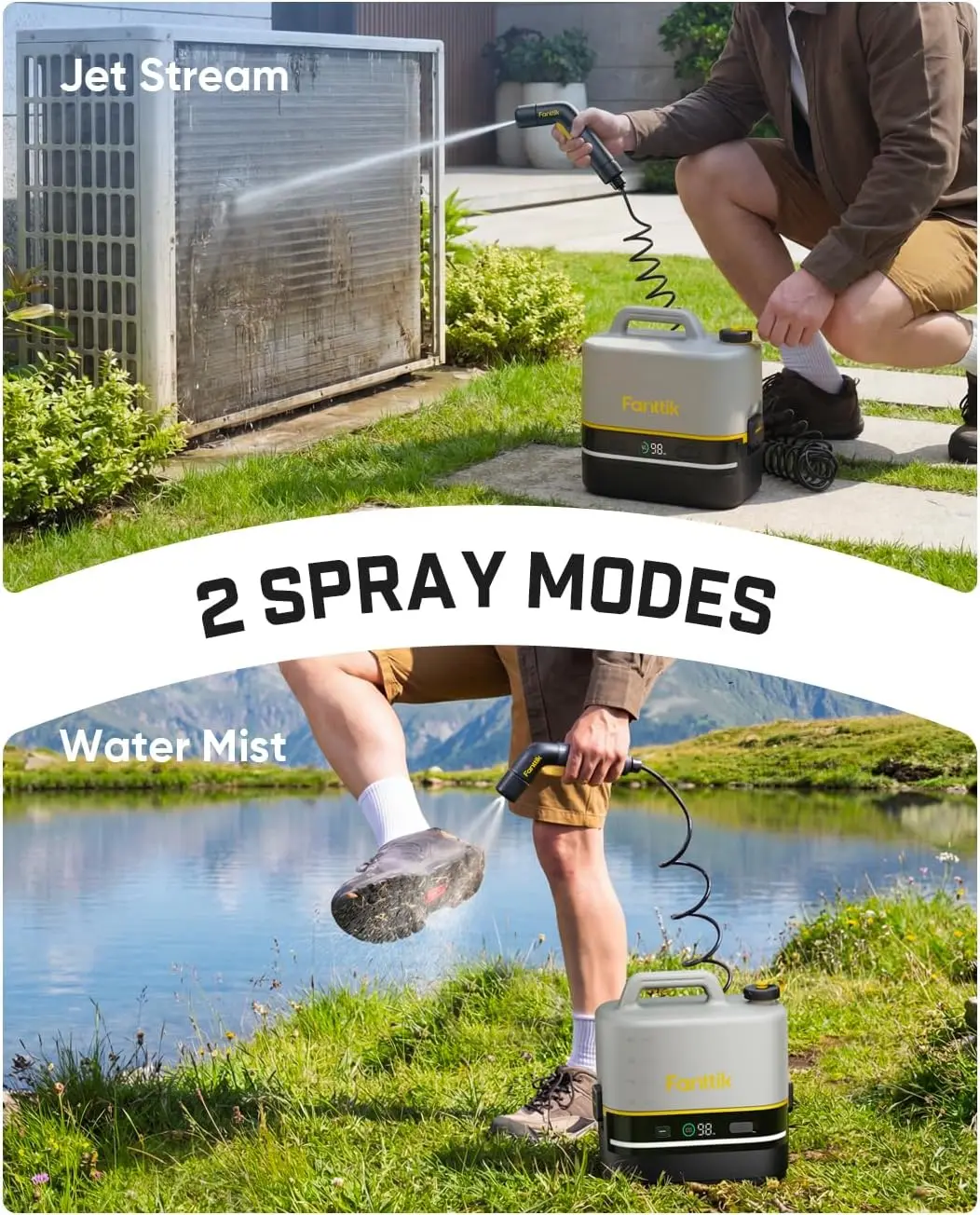 NB10 Nano Portable Cordless Electric Sprayer w/2.1Gal Tank, HD LED Display, 4000mAh Lithium Battery, with Camping Light