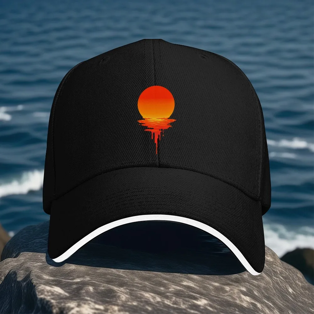 Sunset Lava Flow Graphic Baseball Cap Polyester Adjustable Outdoor Activity Hat Unisex