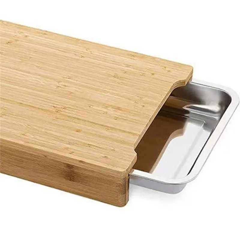[NEWA64Z!】 Wood Cutting Board With Slide Out Trays