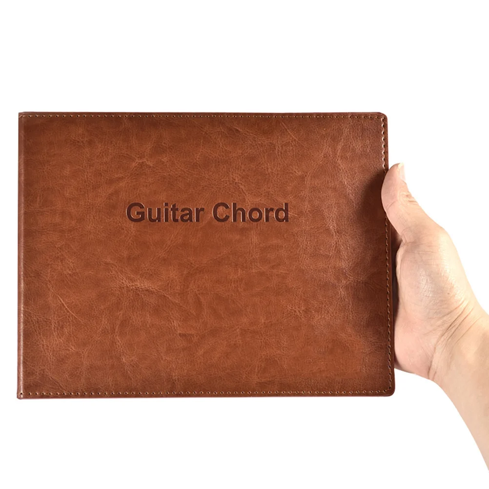 

1pc Guitar Brown Pu Portable Chord Note Taking Music Notebook For Folk Instrument Players Chord Reference Guide