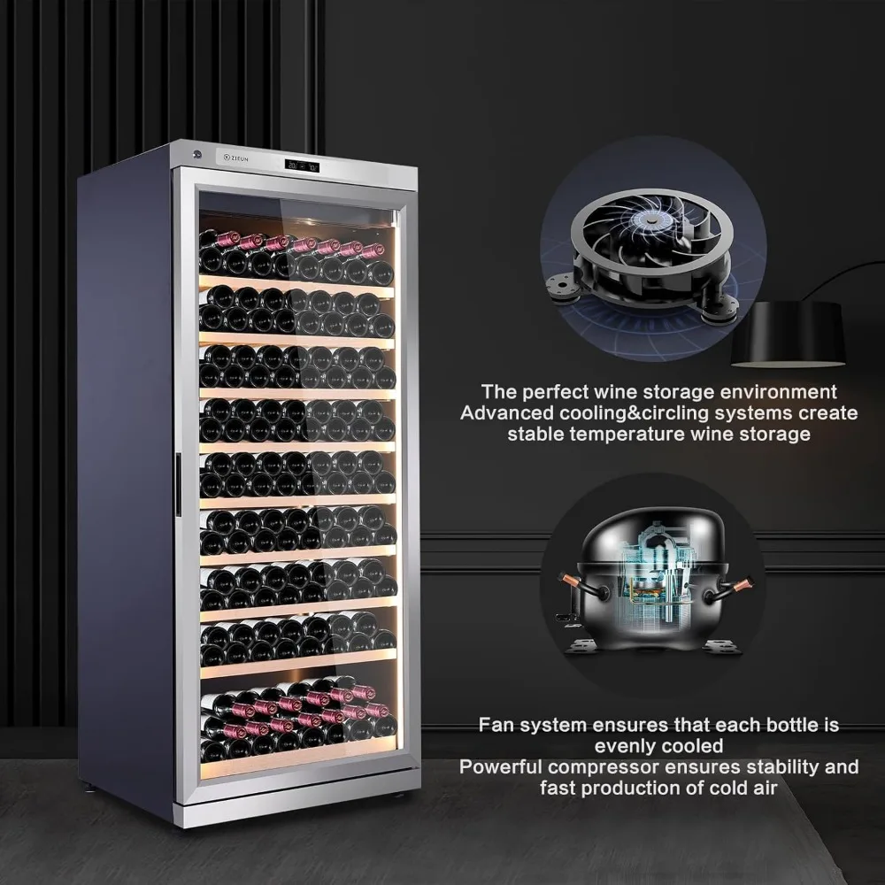 357L Wine Cooler Refrigerator W/Lock- Stainless Steel, Upgraded Compressor Intelligent Digital Freestanding Wine cellar