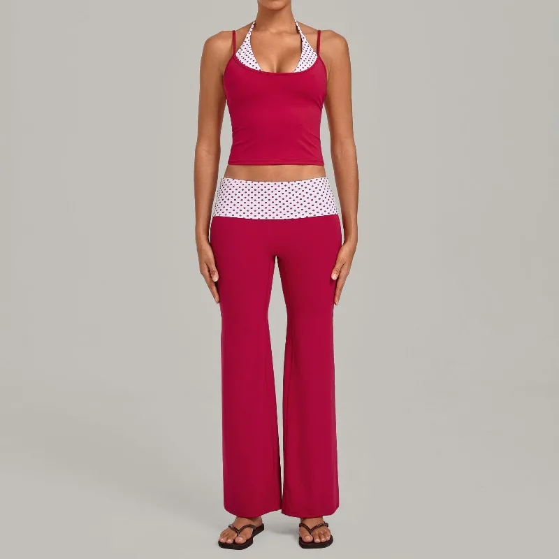 Women's Sleeveless Yoga Set High Waist Hip Lift Flared Pants Sports Suit Beautiful Back Slim-Fit Casual Running Workout Vest Set