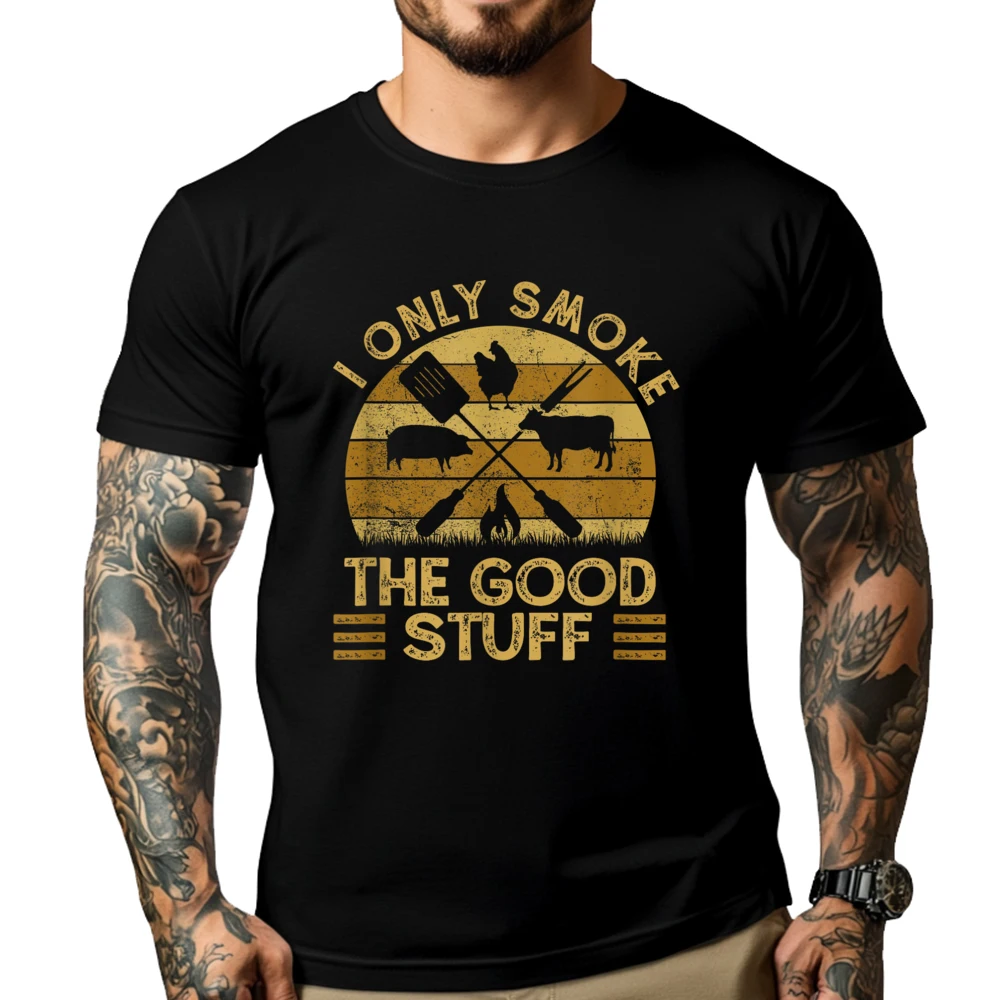 I Only Smoke The Good Stuff BBQ Barbeque Grilling Pitmaster Clothing Men Clothes Japan Style