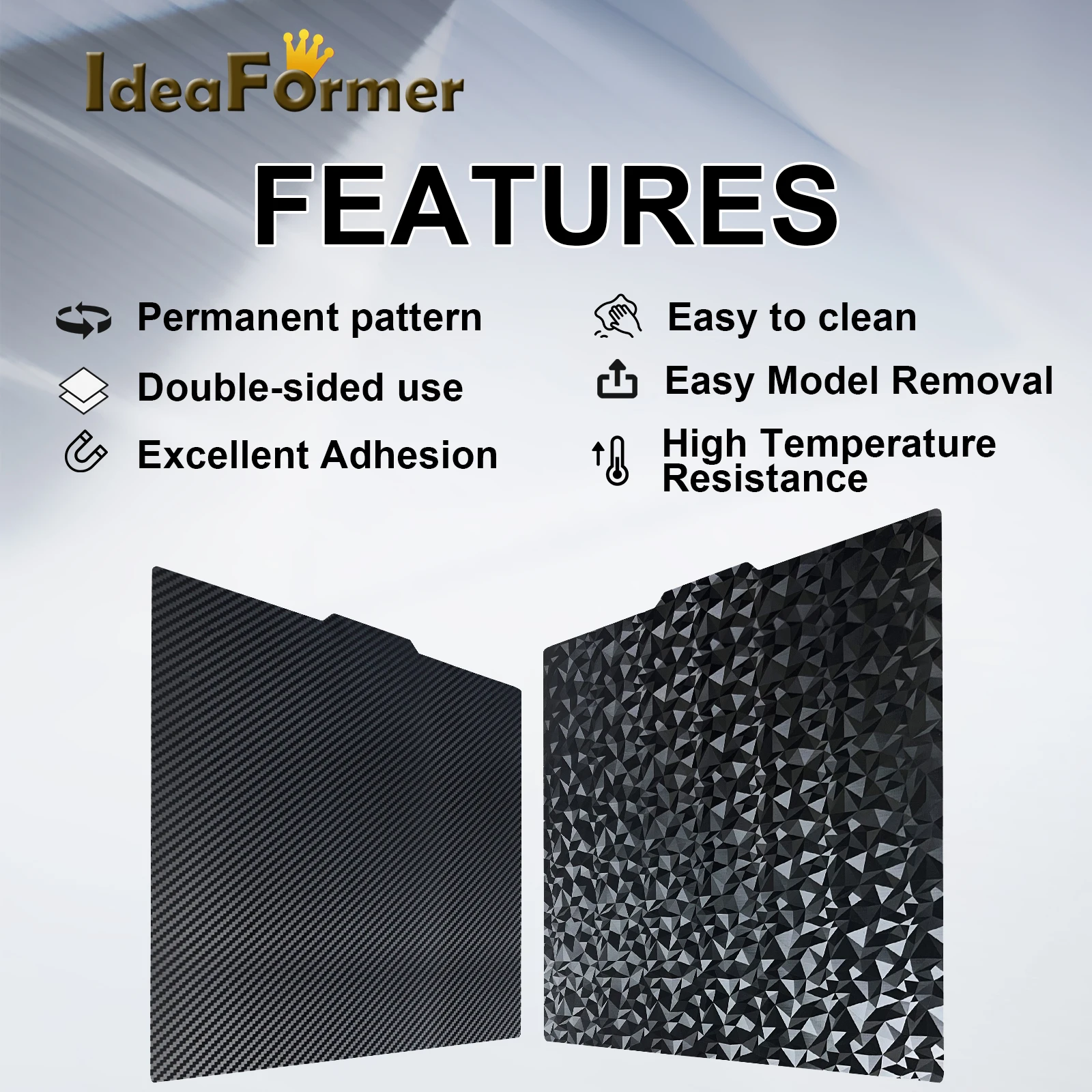 Imagem -04 - Ideaformer-spring Steel Sheet para Ender5 Plus 3d Print Bed Peo Smooth Pet Base Magnética 377x 370 mm