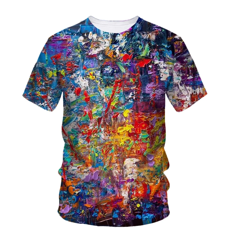 Summer New Creative Graffiti Art graphic t shirts Men Casual Bohemian Personality harajuku Printed O-neck Streetwear Tees Tops