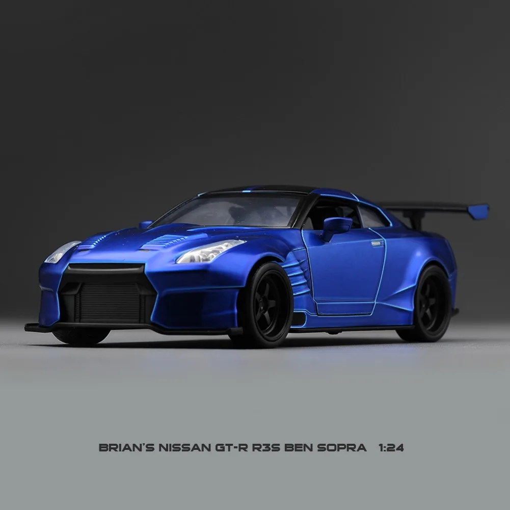 Jada Toys Fast & Furious 1:24 2009 Brian\'s Nissan GT-R R35 Ben Sopra Die-cast Car, Toys for Kids and Adults Blue