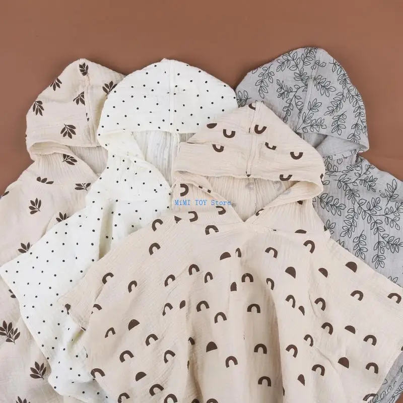 

24BE Toddlers Hooded Bath Towel Soft Swaddle Wraps Wearable Bathrobe Shower Blanket