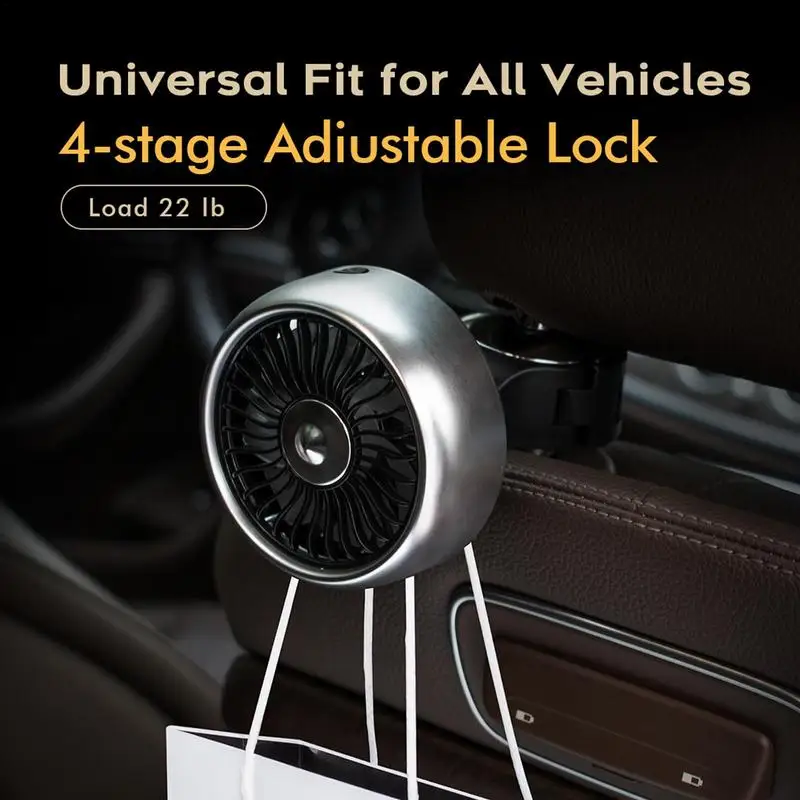 Portable Vehicle Headrest Air Fan Micro-USB For Car Use Electric Auto Rear Seat Fans 3 Speeds Strong Wind With Led Lights