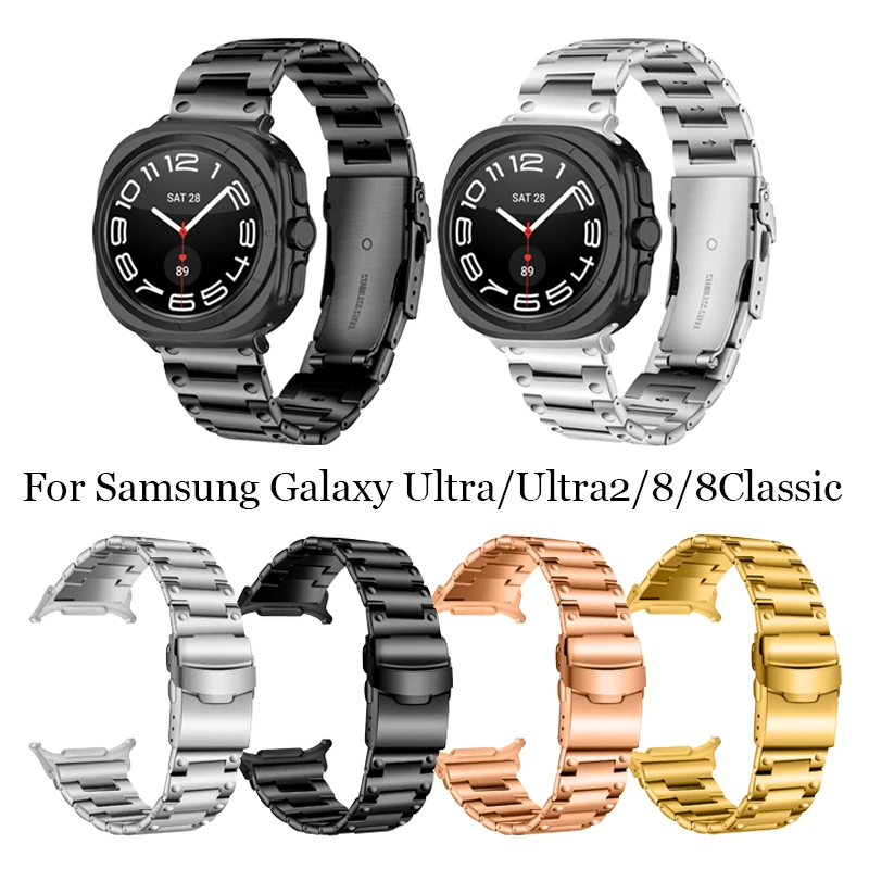 

Ремешок из нержавеющей стали для Samsung Galaxy Watch 7 Ultra 47 мм, ремешок-браслет для часов 8, 40 мм, 44 мм/8 Классический ремешок для часов 46 мм