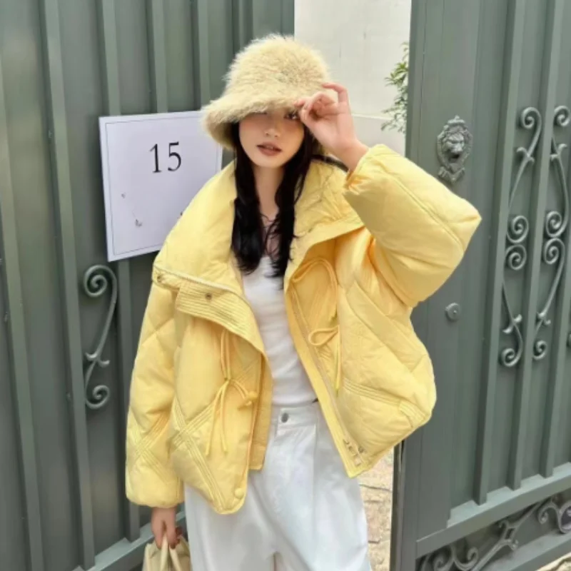 Winter Warm Coat Stand-up Collar Thickened 90 Duck Down Short Parker Coat 2024 New Fashion Sweet Girl Sense Bread Down Jacket