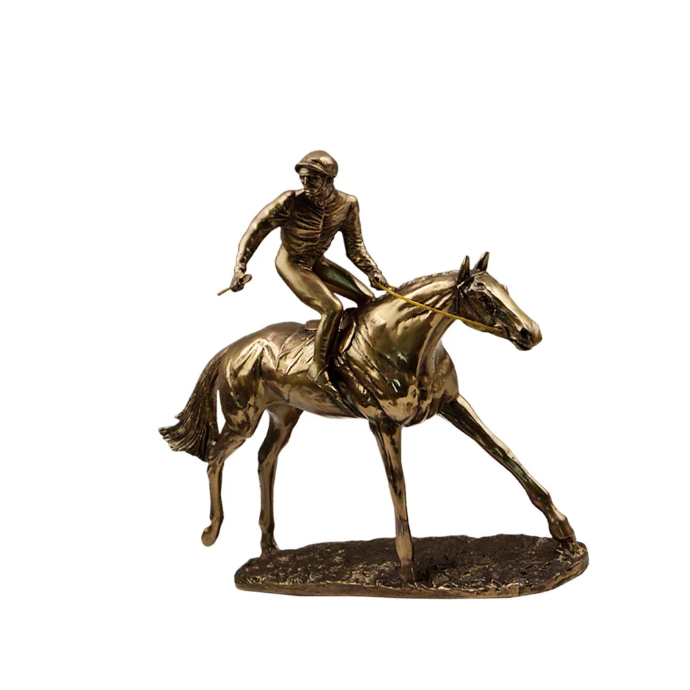 

1Pcs Horse Racing Desktop Ornament Copper Creative Riding Horse Decoration Room Office Home Adornment Wine Cabinet Decor