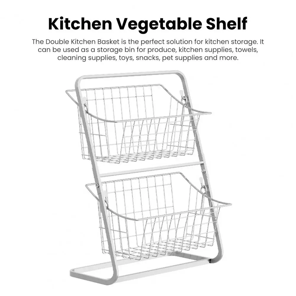 

Clutter-free Kitchen Storage Rack Metal Hanging Fruit Vegetable Storage Rack with Removable Baskets Capacity for Organizing