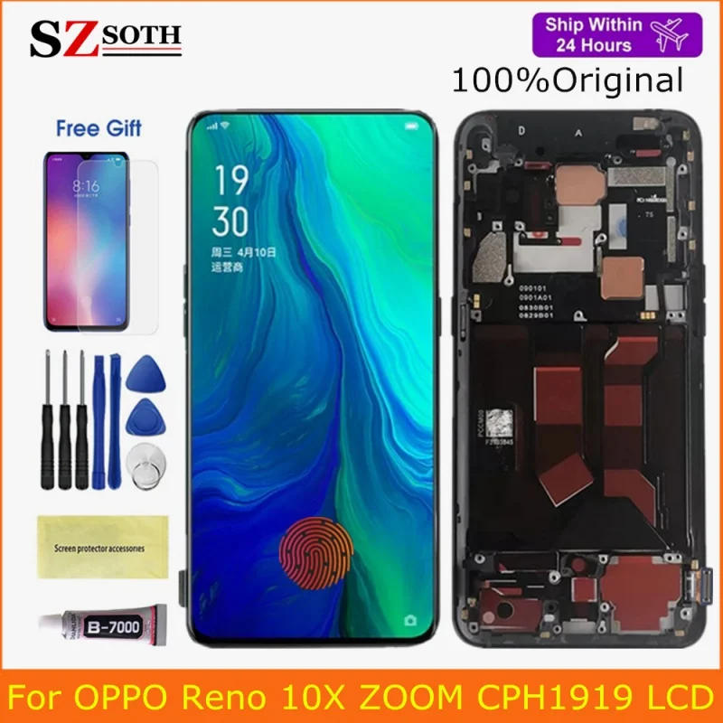 AMOLED Display With Frame Replace For OPPO Reno 10X ZOOM CPH1919 LCD Touch Screen Digitizer Assembly