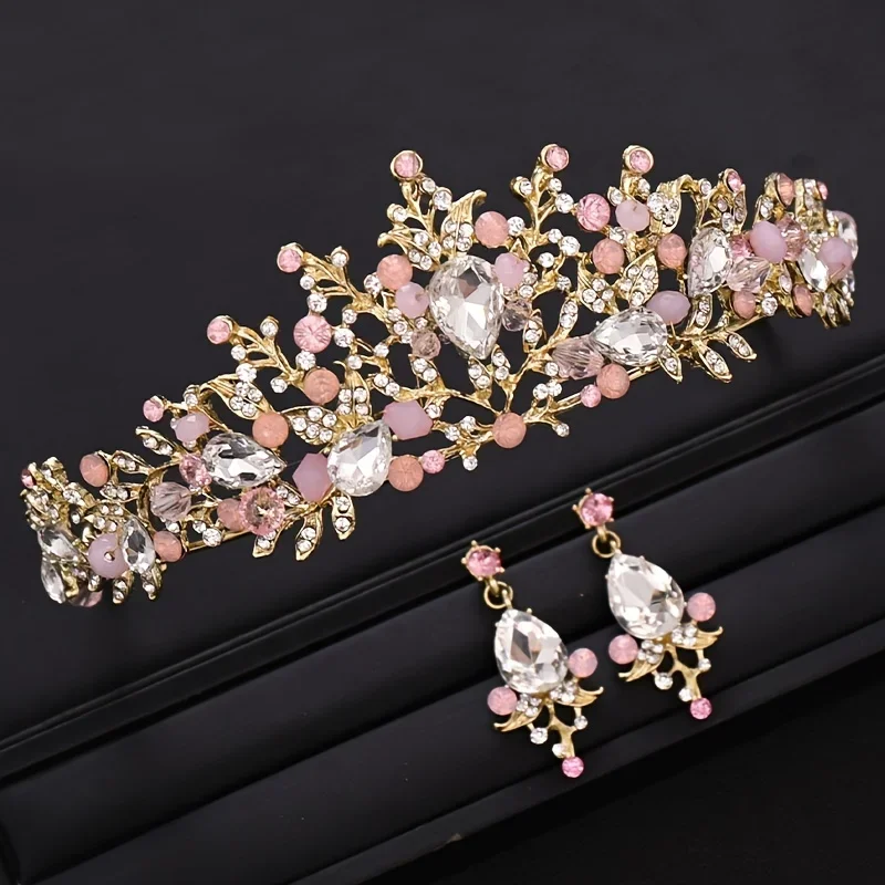 Handmade Crystal Rose Gold Crown And Tiara Queen Princess Taira Headpiece Diadem Wedding Hair Accessories Bridal Hair Jewelry