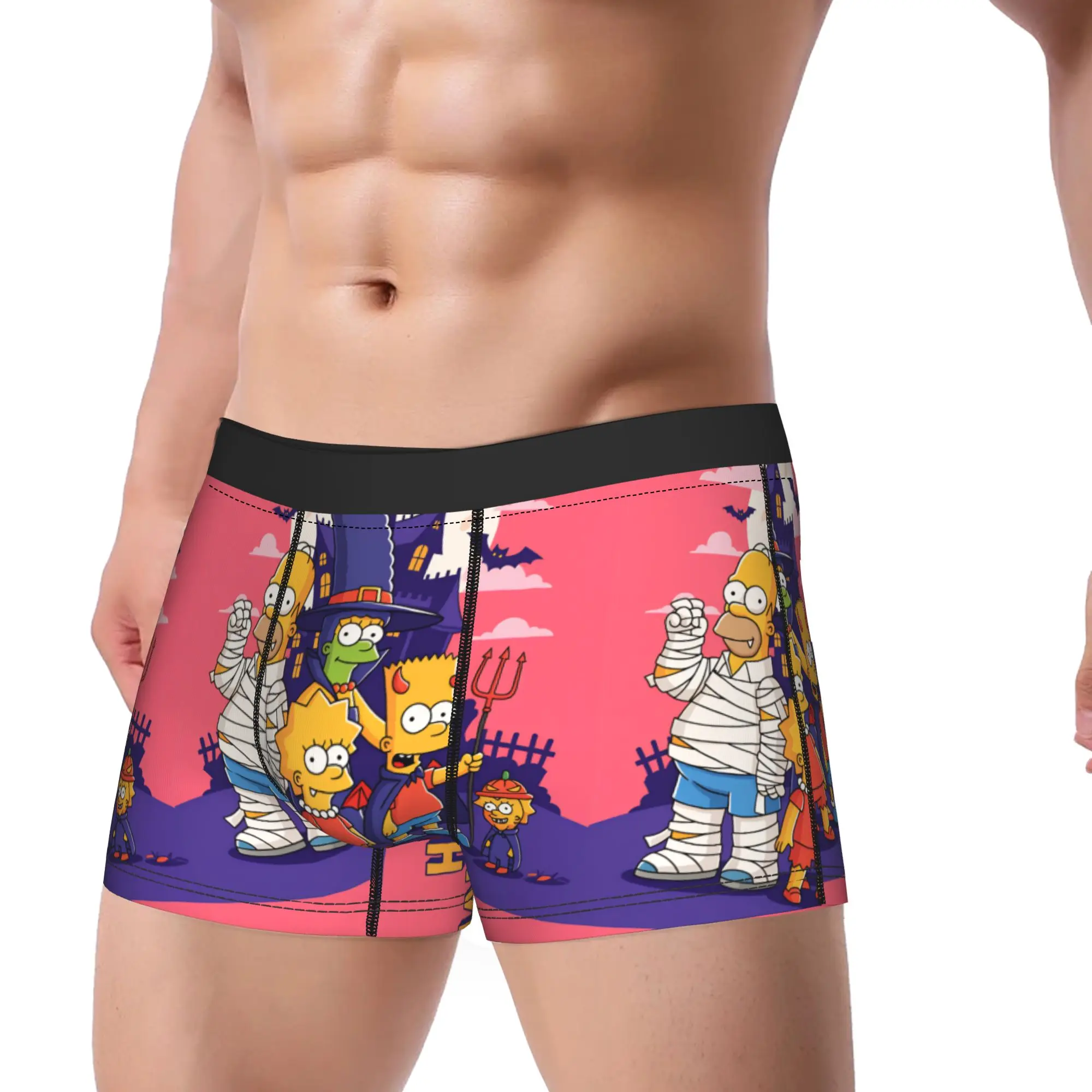 S-Simpsons Mummy Homer Pink Halloween Shorts Briefs  Underwear Hot Sale Males Soft Trend Trunk Print Plus Size Panties