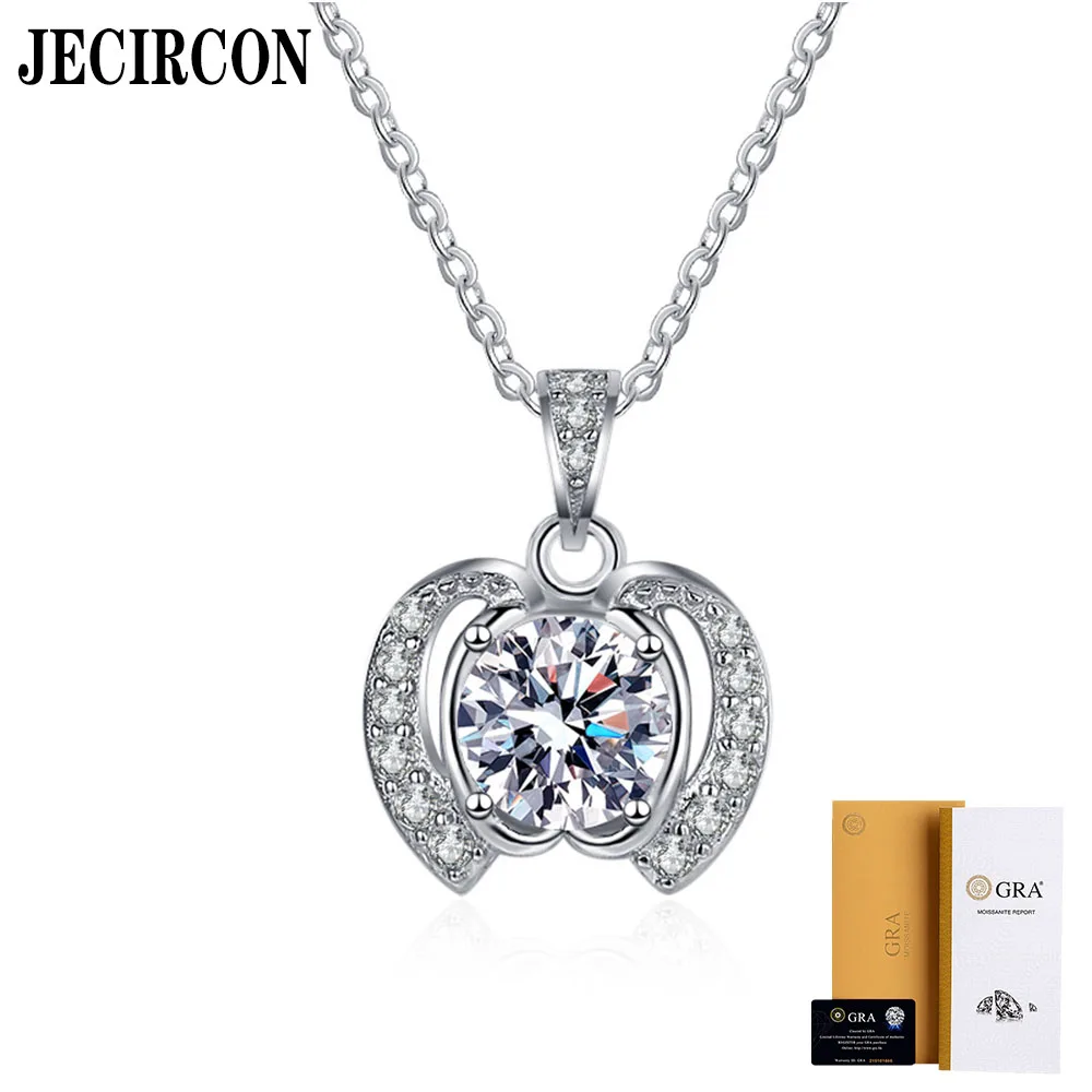 

JECIRCON Internet Celebrity Popular Necklace for Women 1ct Moissanite Apple Pendant 925 Sterling Silver Clavicle Chain Fashion