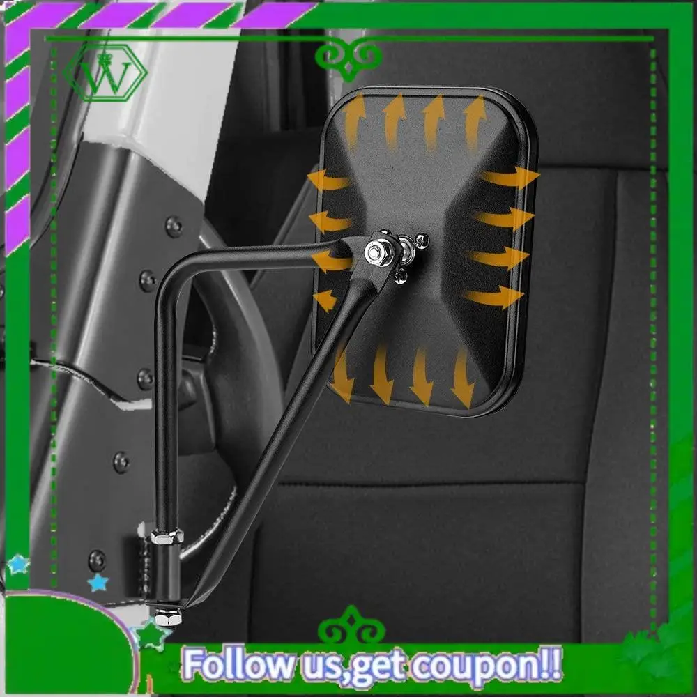 

AC34-Doors Off Mirrors For Jeep Wrangler CJ YJ TJ JK JL & Unlimited, Wider Rearview Mirrors Square Door Side Hinge Mirror