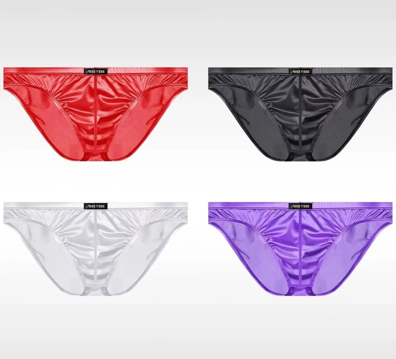 Red Underwear men's briefs low waisted ultra-thin ice fully transparent personalized and tight fitting
