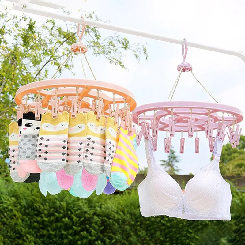 

1 шт., веревка для белья с несколькими зажимами для домашнего использования, ветрозащитная подвесная вешалка для одежды, носки для общежития