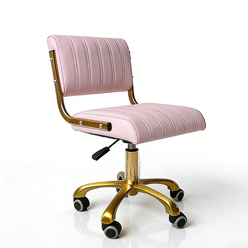 Luxurious Beauty Salon Furniture Gold Base Swivel Salon Small Stool Modern Technician Stool for Barbershop and Manicure Pedicure