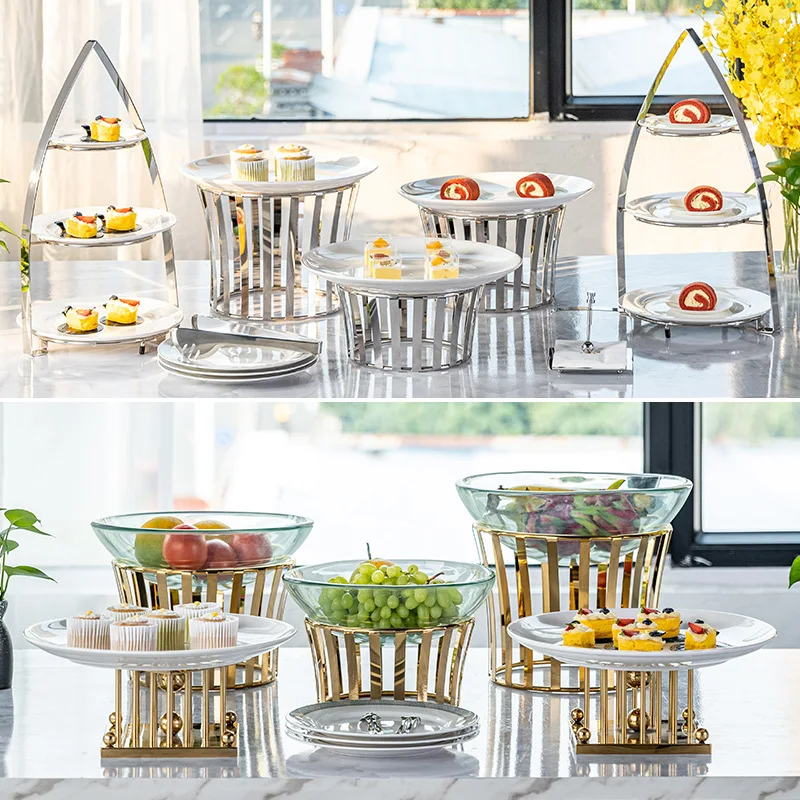 

Hotel buffet display stand European afternoon tea cake snack stand cold meal dessert table ornament tea break table