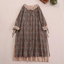 Japanese Mori Girl Sweet Elegant Long Sleeve Dress Spring Fairy Aesthetic Lace Doll Collar Women Long Dresses Soft Vestidos Robe