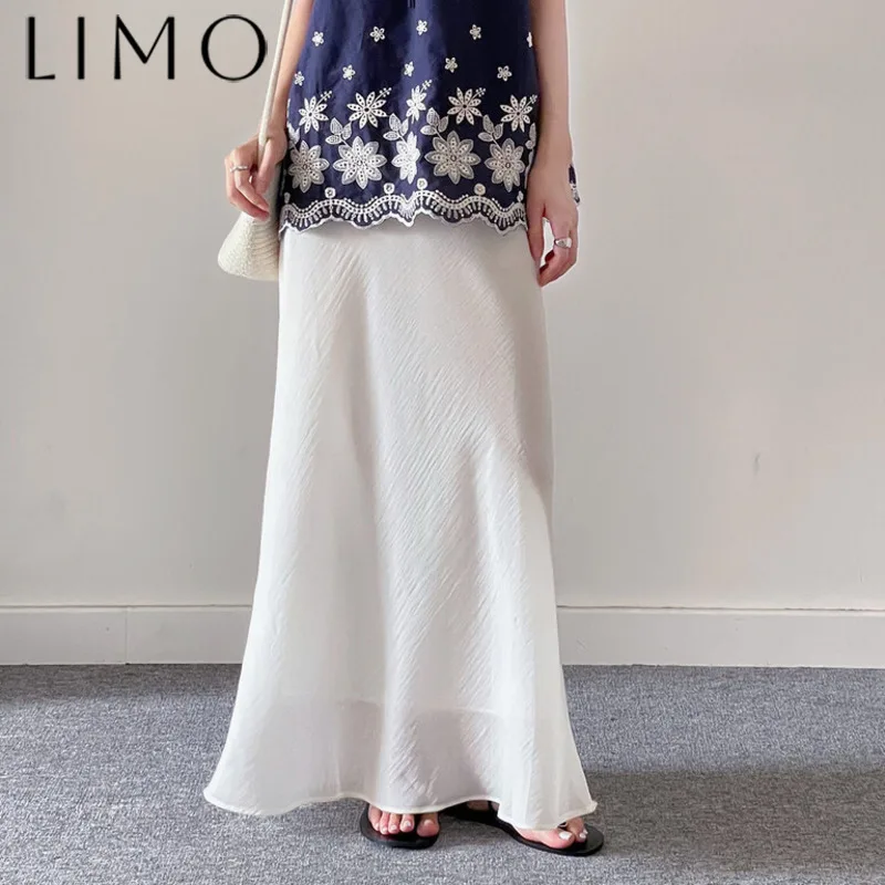 

LIMO Women’s 2025 New Satin Mermaid Skirt Lightweight Drawstring Casual Elegant Solid Color Spring Summer Fashion Chic