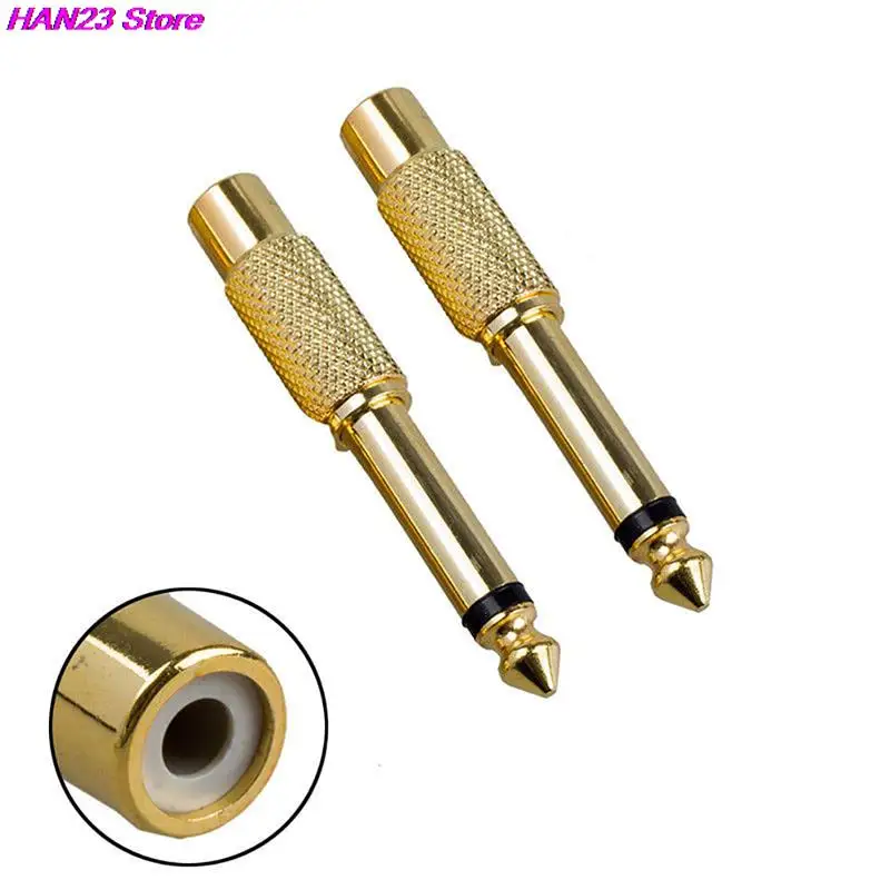 2pcs Gold Plated 6.35mm 1/4