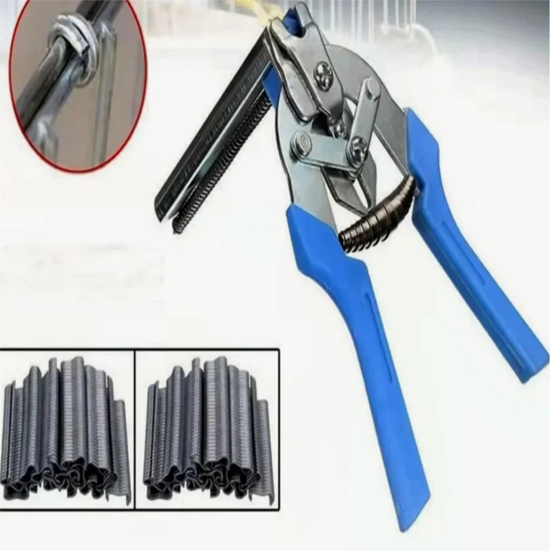 Aconnet Type M Hog Ring Pliers Kit – 3000 M Clips & Semi-Automatic Nailer For Fencing, Animal Cages & Wire Mesh Repair