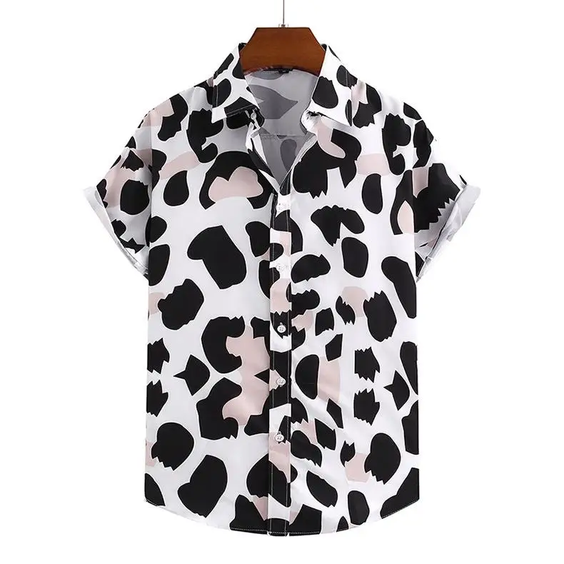 

Color Blo Lapel ort Sve Мужская irt Откидной воротник на одной пуговице Slim Fit из полиэстера Летняя повседневная одежда irt European Sle
