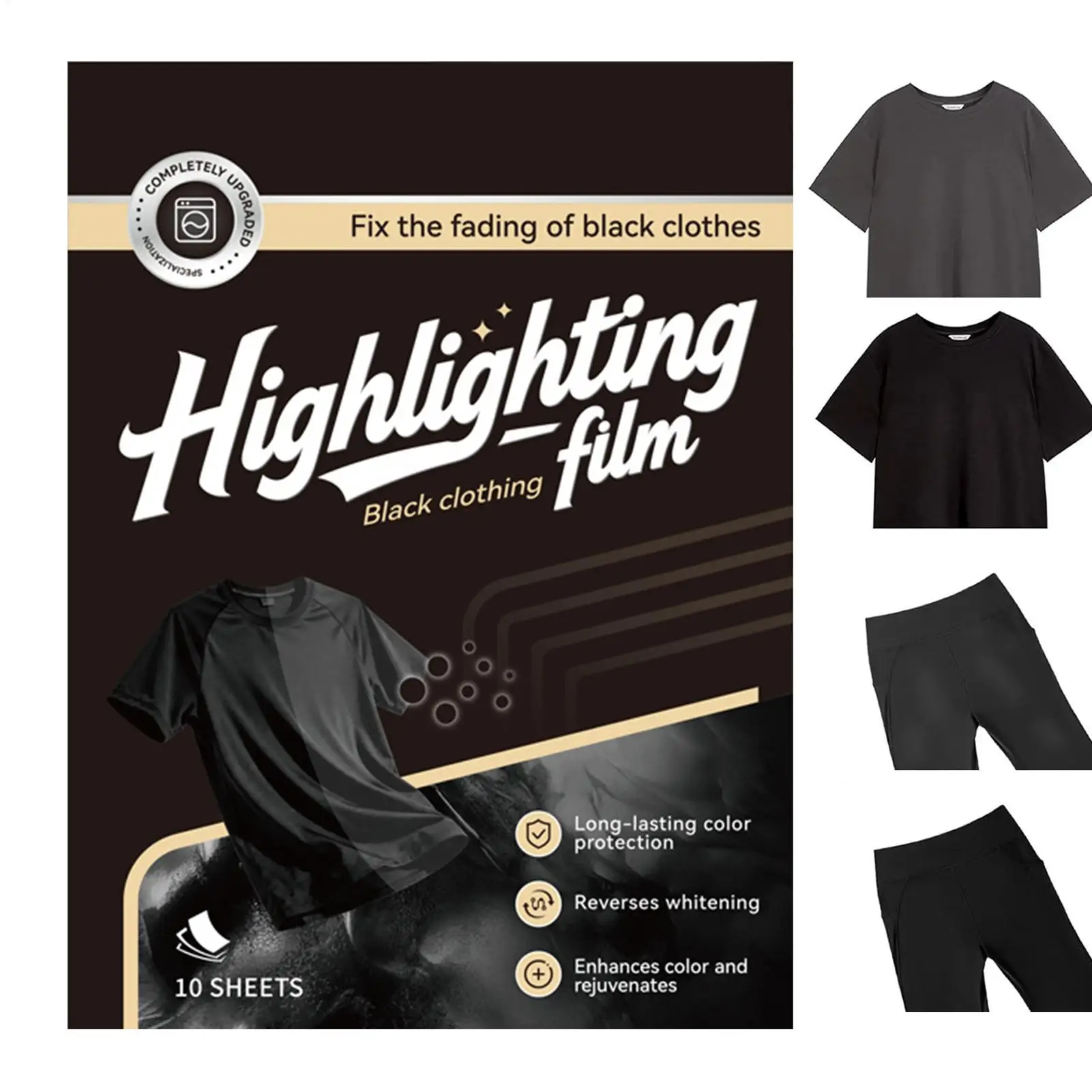 Black Laundry Sheet Color Enhancer for Faded Black Clothes Anti-Fading Care Sheet Restores Deep Black Color for Washing Machine