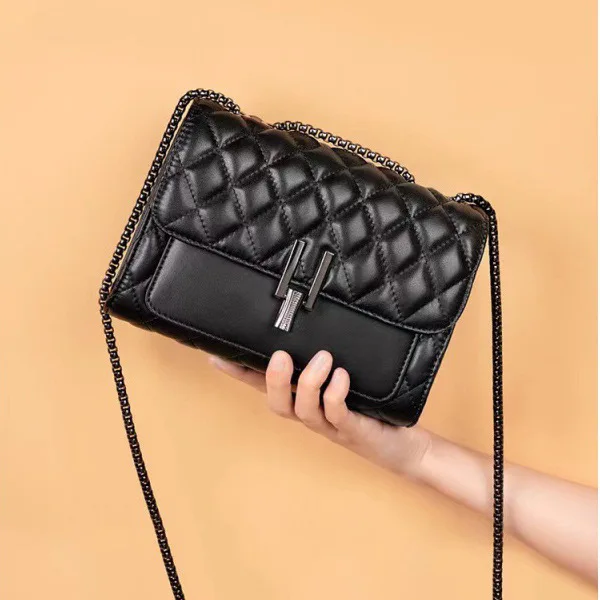 

Pu women's bag small fragrant wind rhombus chain small square bag new single shoulder oblique span