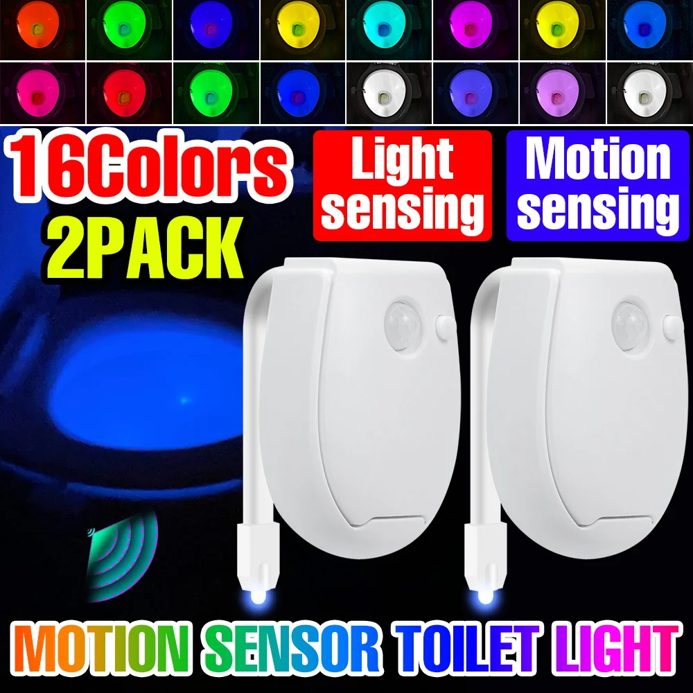 

2-Packs LED Toilet Lamp Smart Toilet Bowl Seat Atmosphre Nightlight PIR Motion Sensor Backlight 3 Modes Colors Bathroom Lighting