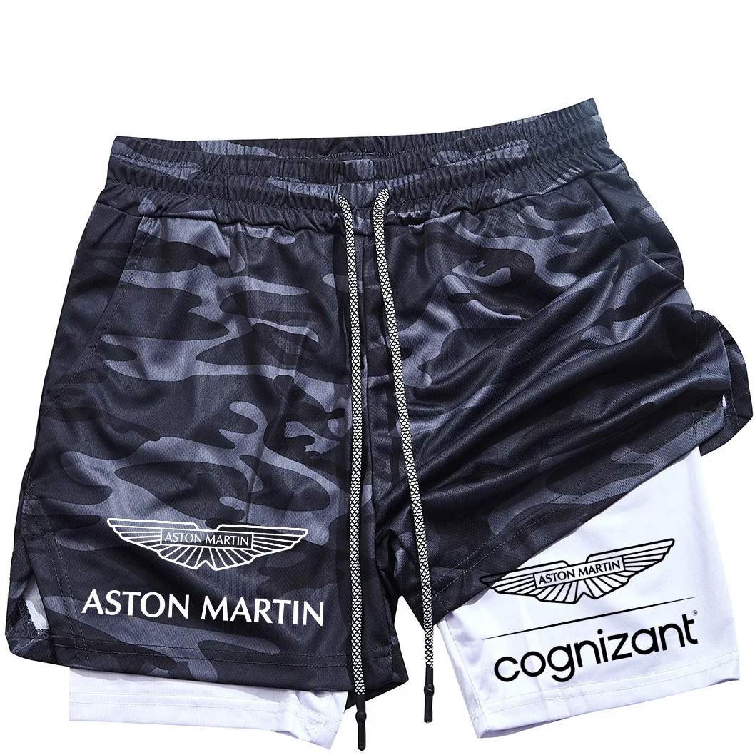 

Aston Martin Summer Man Double-layer Shorts Motorcycle Printing Ventilate Half Pants Lady Fashion Sports Shorts Swim Trunks