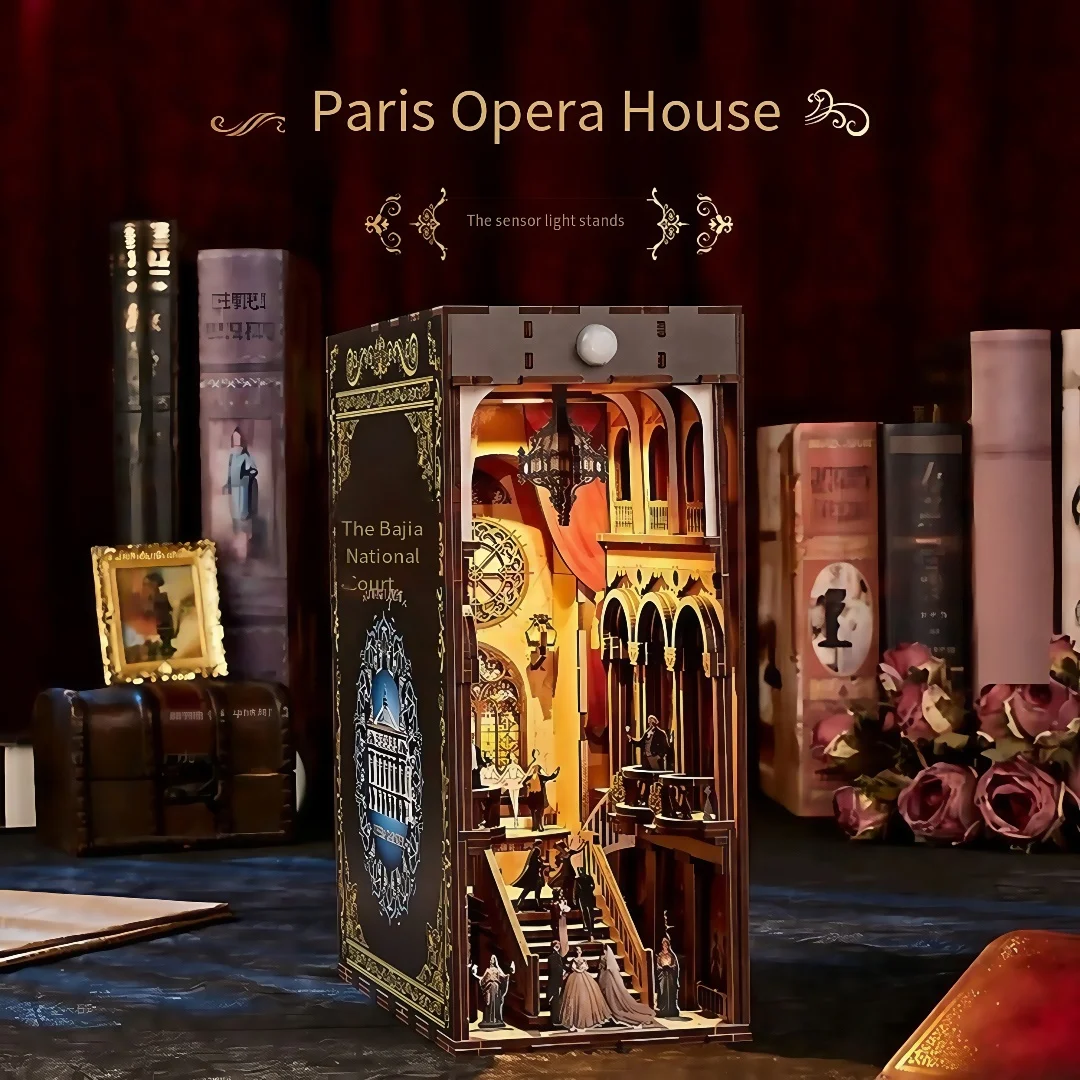 بيت أوبرا باريس، مكتبة الكتب، كوخ DIY، ديكور المنزل، كوخ، التخرج، هدايا عيد ميلاد الذكور والإناث، مكعبات البناء