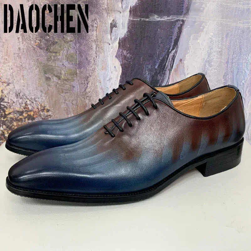 Italian Men Oxford Shoes Black Mixed Colors Casual Men Dress Shoes Lace Up Office Business Wedding Leather Shoes For Men