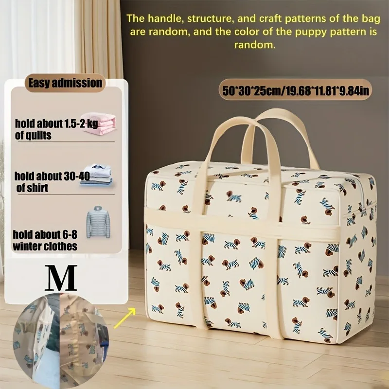 1pc Foldable Luggage Organizer Bag with Cute Puppy Pattern,Large Capacity Space-Saving Travel Storage Bag,Durable Polyester bag view 4
