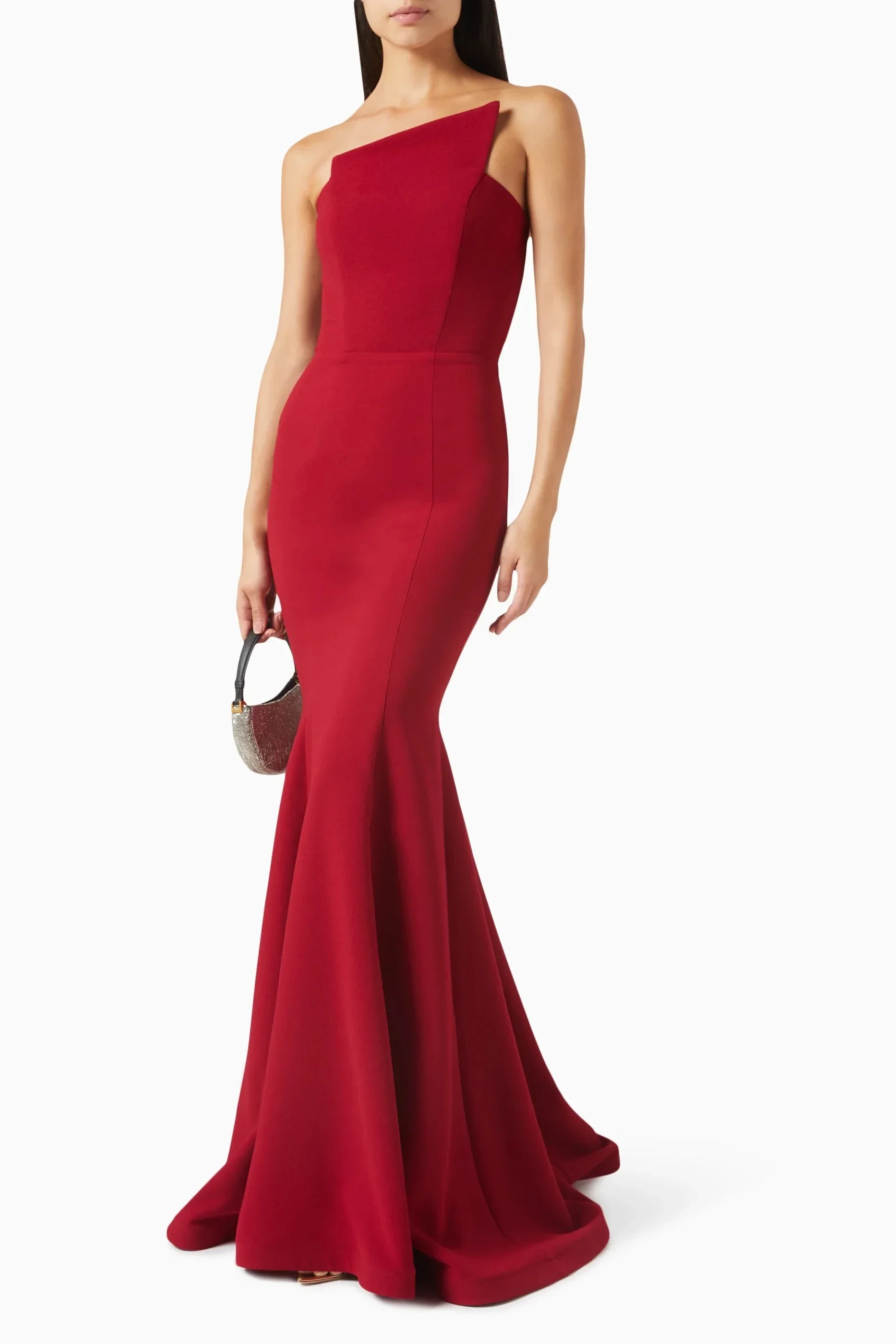 

2025 Simple Burgundy Mermaid Formal Evening Dress Strapless Soft Satin Prom Party Gown Celebrity Dresses Arabia Robe De Soiree