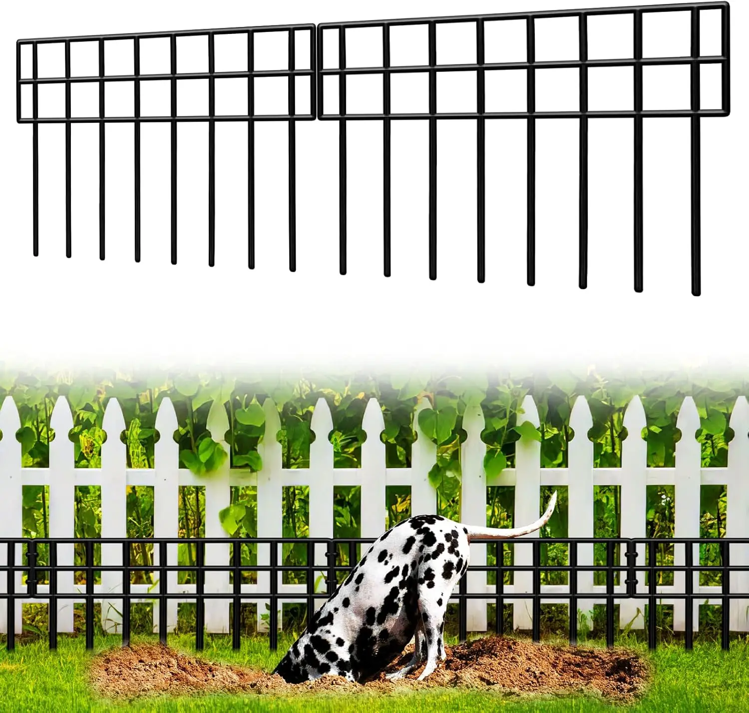 

29.28Ft x 13Inch Animal Barrier Fence, 21 Pack No Dig Panels, Black Modern Steel Garden Border