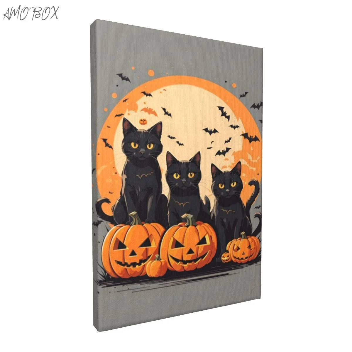 AMOBOX-Halloween Cats Decorative Paintings, Wall Art, Room Decoration, Unframed Painting, 12x18in, 626941095