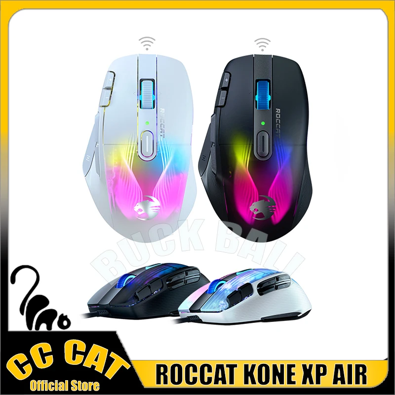 

ROCCAT KONE XP AIR Gaming Mouse 3mode Wireless Lightweight Esports Macro With Fast Charge Base 3D RGB 19000DPI Office Game Mouse