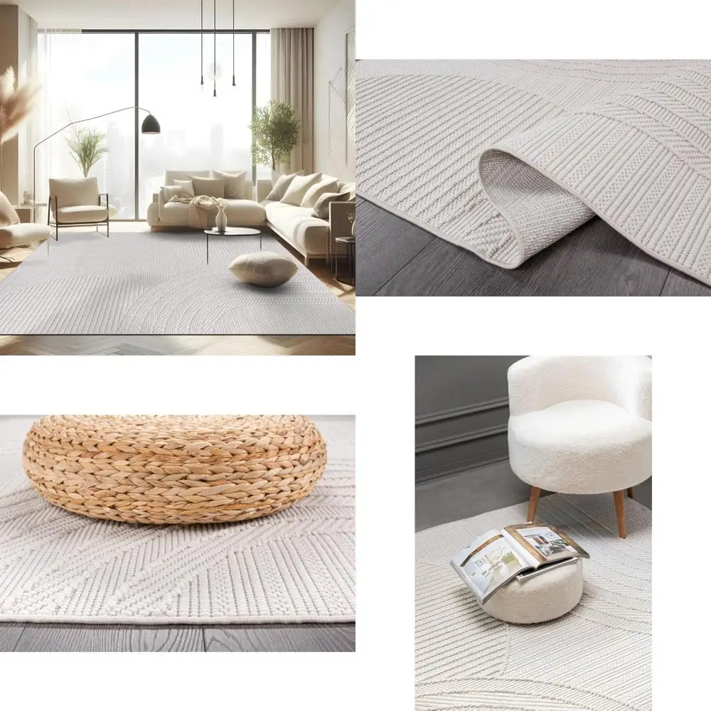 

Luxury Modern Geometric Arch Pattern Area Rug 8x10, Plush High and Low Pile, Stain Resistant, Easy to Clean, Non-Slip