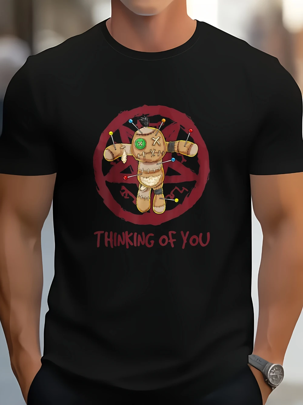 Men'S T-Shirt Voodoo Satan Pastel Thinking Doll T-Shirt Perfect for Summer Casual Wear Graphic Short Sleeve Men's T-shirts