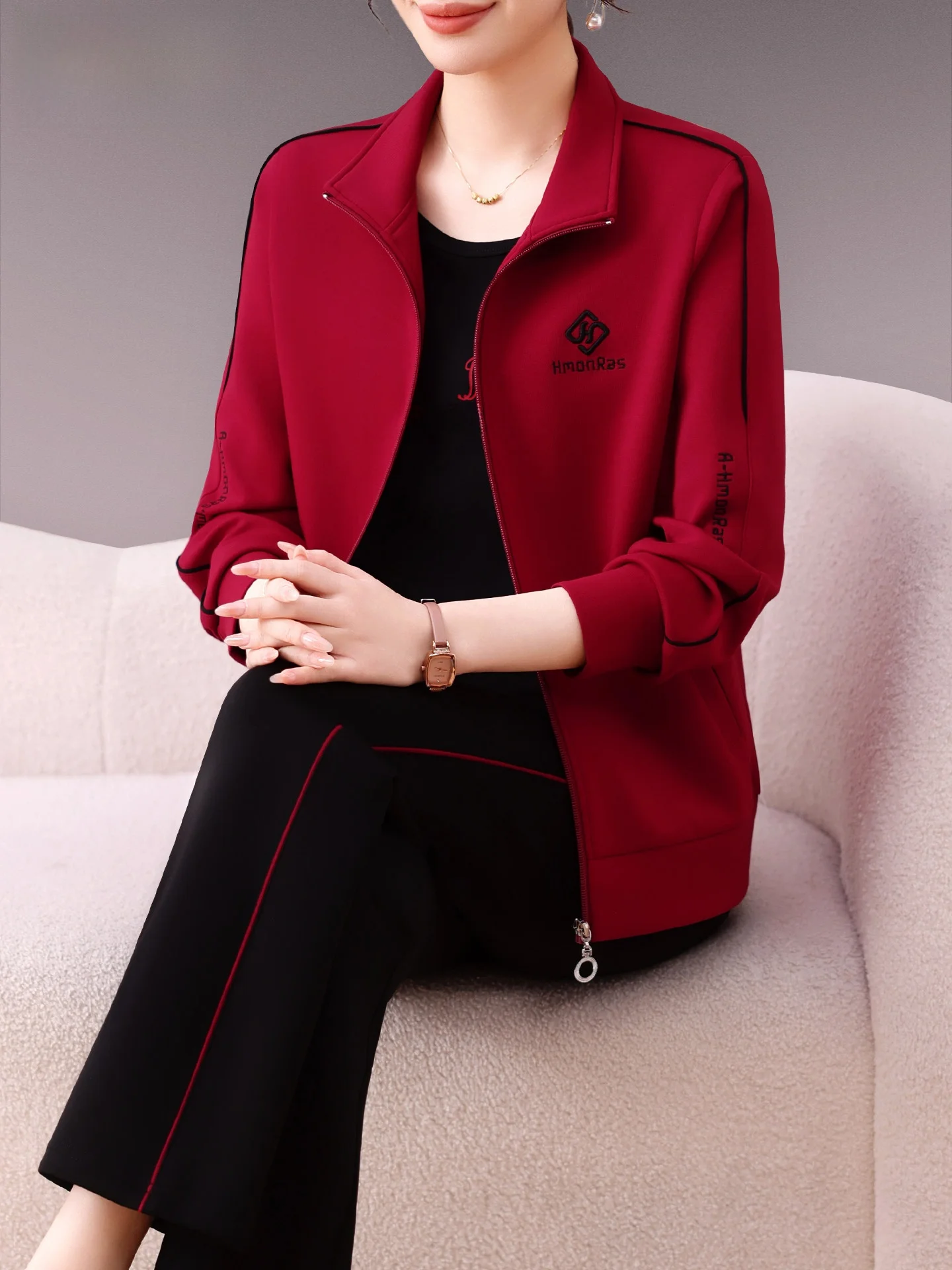 Set di abbigliamento sportivo di fascia alta per la mamma Set di magliette da corsa casual da donna di mezza età e ly Fitn Running Primavera Autunno