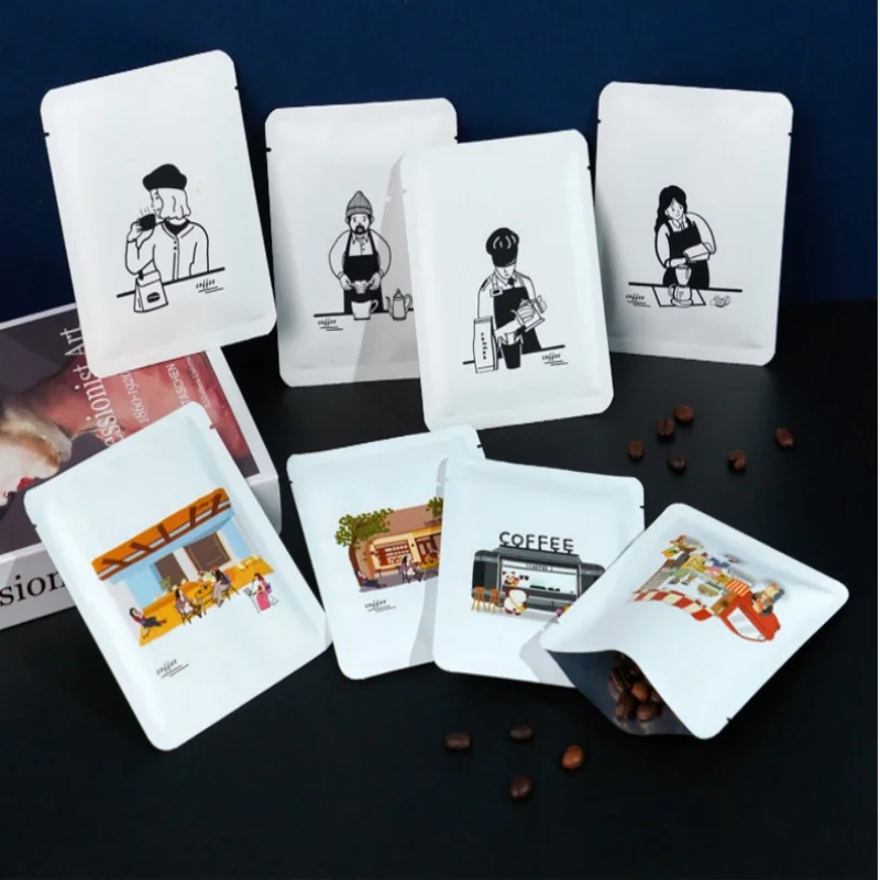 

100PCS Al Foil Open Top Ear Drip Coffee Packaging Bag DIY Matcha Cocoa Tea Snack Candy Sugar Heat Sealing Storage Pouches
